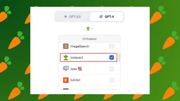 Install and enable the Instacart Plugin on GPT-4
