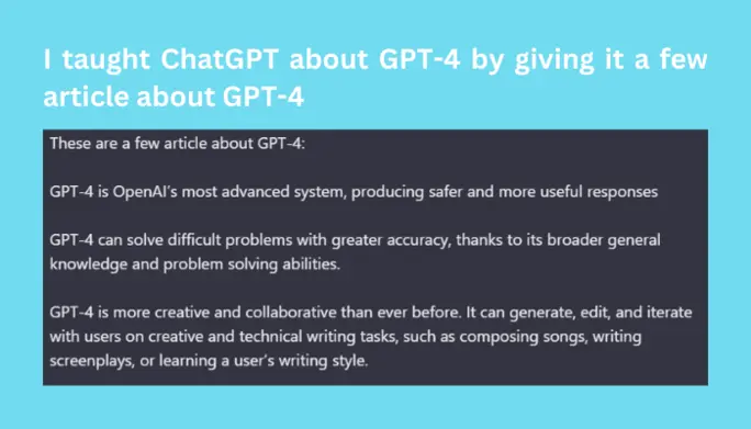 ask ChatGPT by giving a few article about GPT4