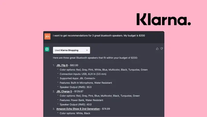 Klarna plugin for ChatGPT