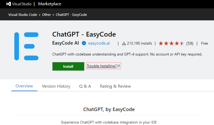 ChatGPT Extension For VSCode EasyCode