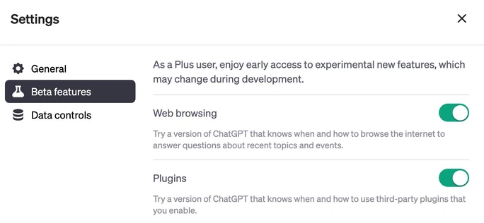 Enable the plugins in the ChatGPT settings